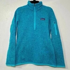 Patagonia Fleece Pullover Quarter Zip Teal Heather Women's XS Made in Thailand